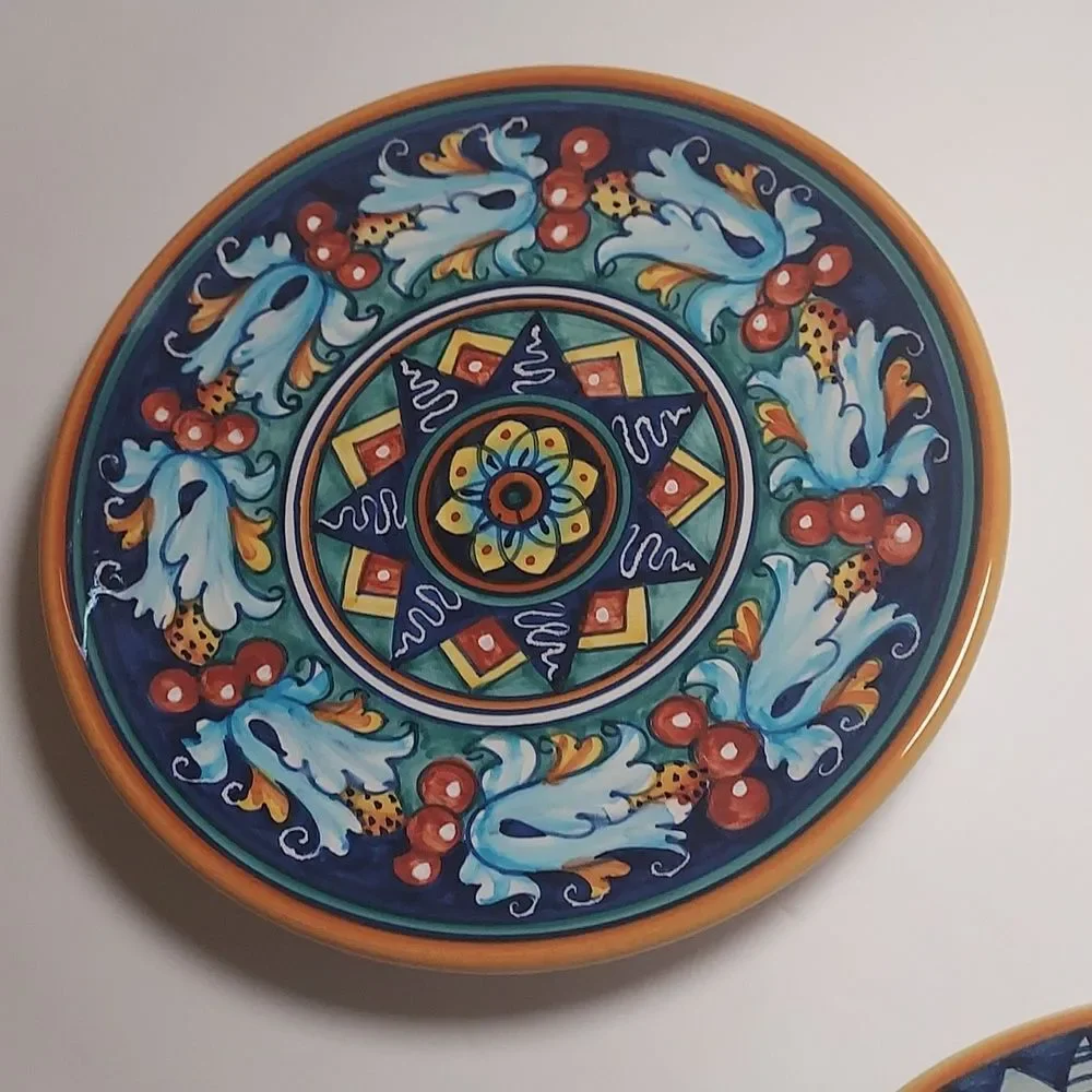 Dip A Mano Italian Handpainted Salad Dessert Decorative Plates Set Of 2 Vintage